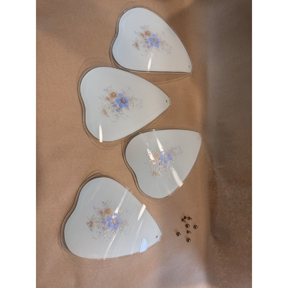 Glass Lamp Plates Set of 4 Vintage and Screws for Light Fixtures